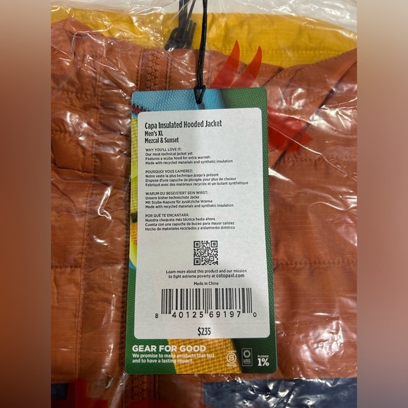 Cotopaxi Men's XL Capa Insulated Hooded Jacket Yellow Orange Mezcal NWT Puff - Picture 4 of 15